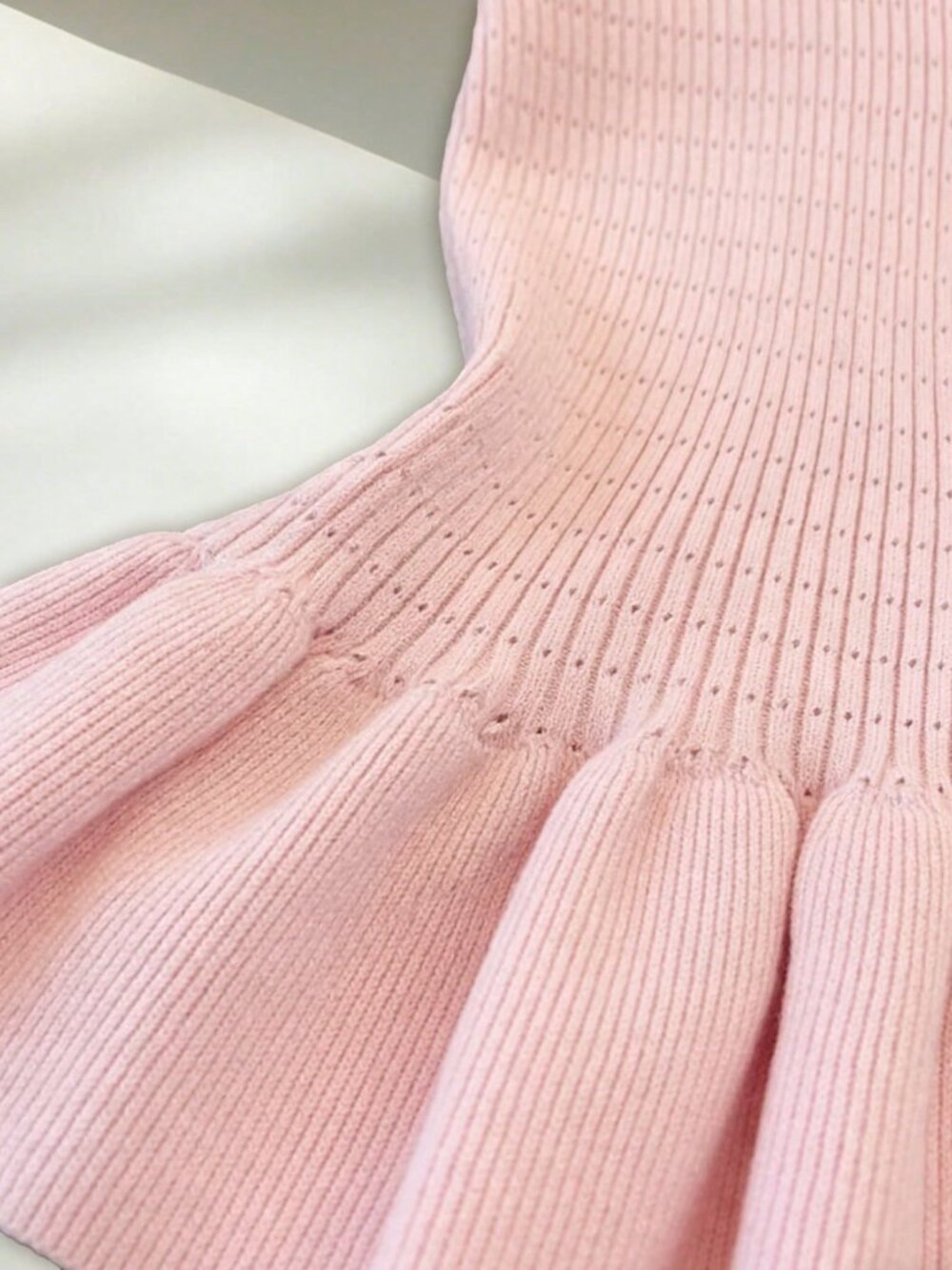 Pink Casual Women's Rhinestone Pearl Round Neck Slim Fit Short Sleeve Cardigan - Picture 6 of 6